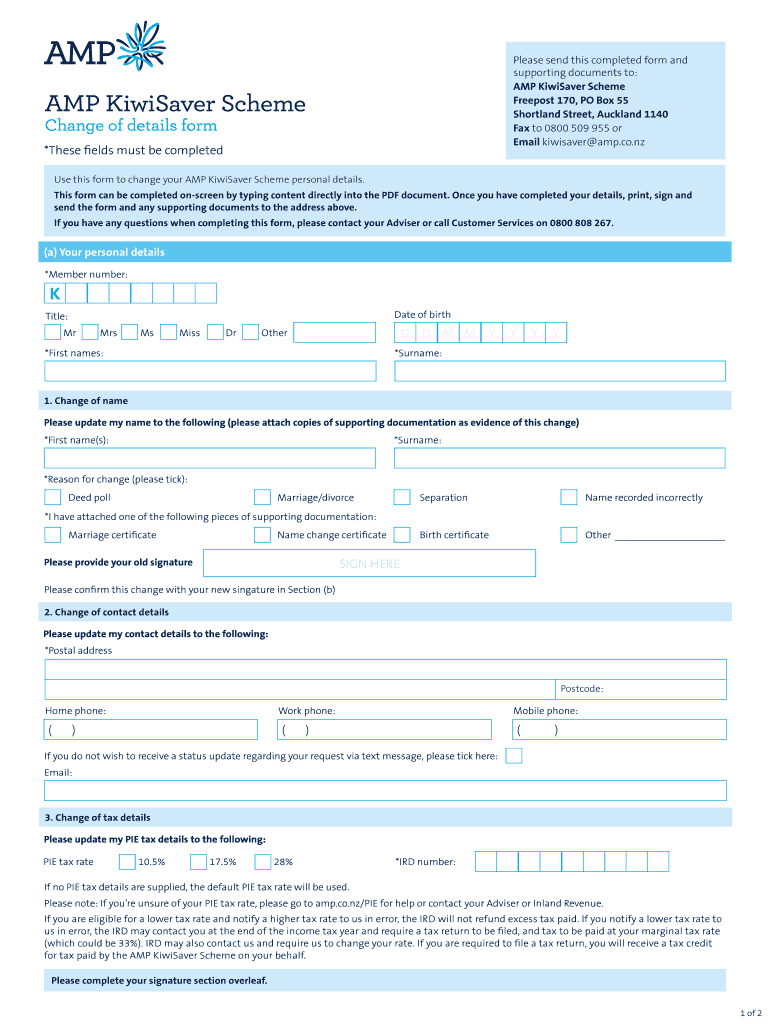 Fillable Online Supporting documents to AMP KiwiSaver Scheme Fax Email