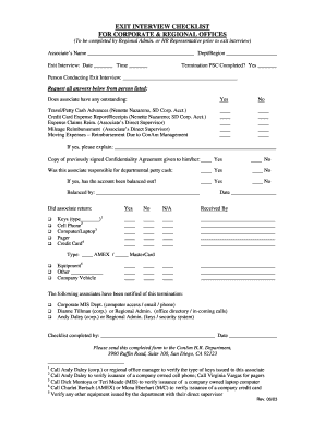 Employee Exit Interview Checklist
