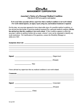 Associate's Notice of Personal Medical Condition