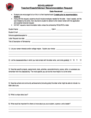Teacher Recommendation Request Form
