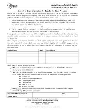 Lakeville Student Information Consent Form