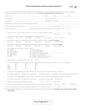 Parent Guardian Asthma Questionnaire