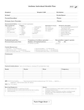 Asthma Individual Health Plan