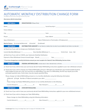 Automatic Monthly Distribution Change Form