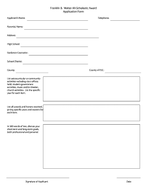 Franklin B. Walter All-Scholastic Award Application