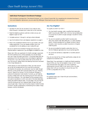 Chase Health Savings Account Enrollment Form