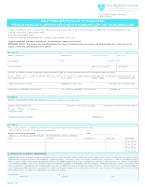 Short Term Health Insurance Claim Form