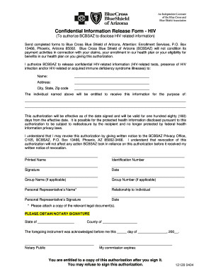 Confidential HIV Information Release Form