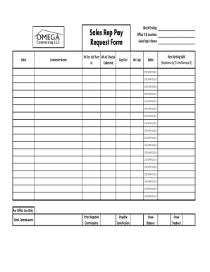 Sales Rep Commission Split Request Form