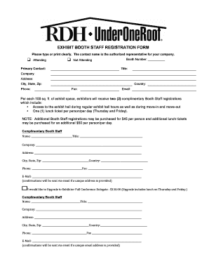 Exhibit Booth Staff Registration Form