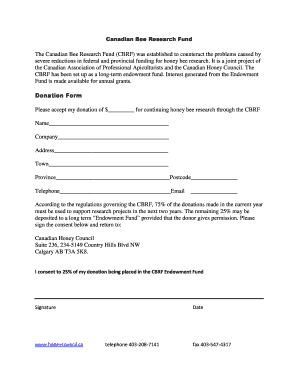 Canadian Bee Research Fund Donation Form