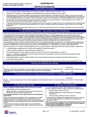 Contractor Health Assessment Request & Report Form
