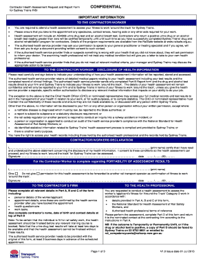 Contractor Health Assessment Request and Report Form