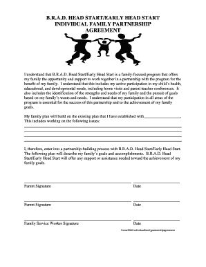 B.R.A.D. Head Start Family Partnership Agreement