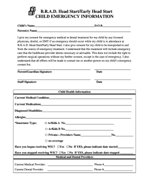 Child Emergency Information Form