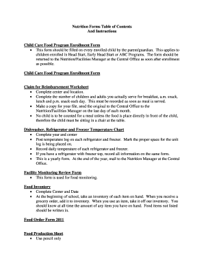 Child Care Food Program Enrollment Form