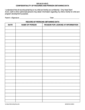 Head Start Confidentiality Agreement