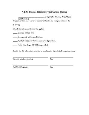 Arkansas Income Eligibility Waiver