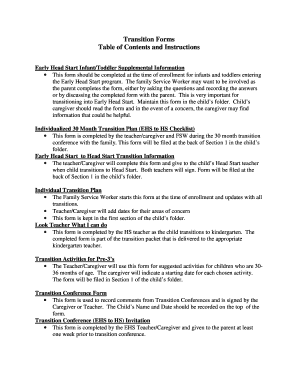 Early Head Start Transition Forms