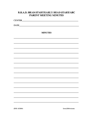 Head Start Parent Meeting Minutes