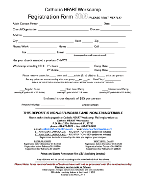Catholic HEART Workcamp Registration Form