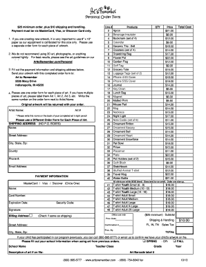 Personal Order Form