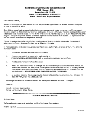 Parental Insurance Waiver