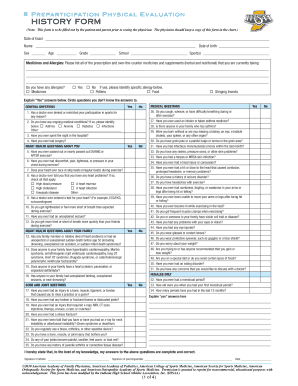 Indiana High School Athletic Association Preparticipation Physical Evaluation Form