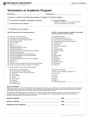 Declaration of Academic Program