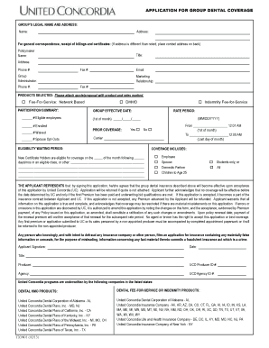 United Concordia Group Dental Coverage Application