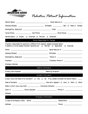 Pediatric Patient Information Form