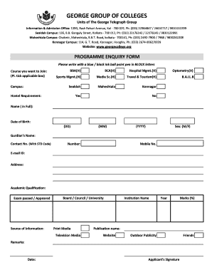 Programme Enquiry Form