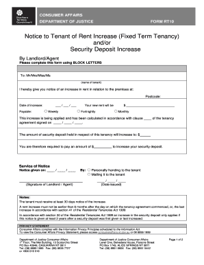 Notice to Tenant of Rent Increase
