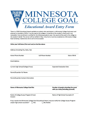 Minnesota College Goal Educational Award Application