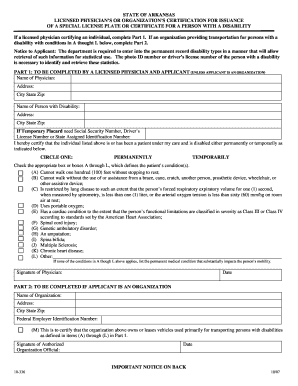 Arkansas Disability License Plate Certification