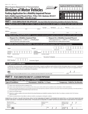 West Virginia Mobility Impaired Parking Application