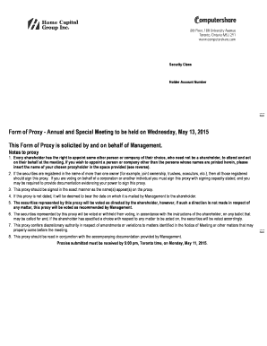 Proxy Form for Annual and Special Meeting