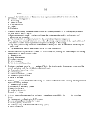Marketing Advertising and Promotion Exam