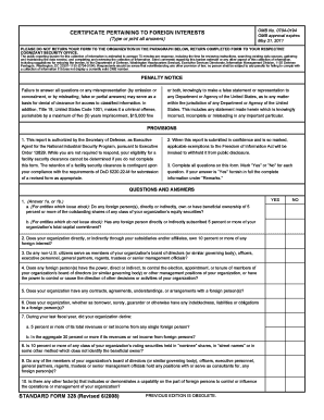 Certificate Pertaining to Foreign Interests