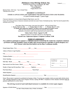 Michigan Under 18 Driver Education Agreement