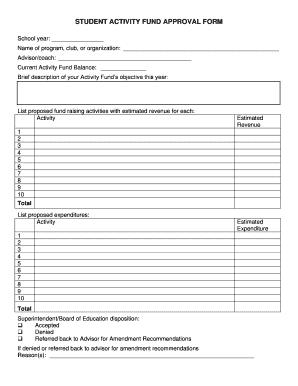 Student Activity Fund Approval Form