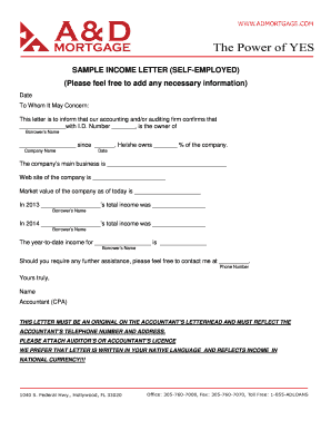 Income Verification Letter for Self-Employed