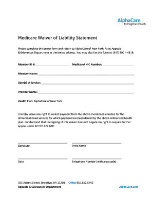 Medicare Waiver of Liability Statement