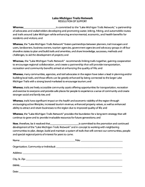 Lake Michigan Trails Network Support Resolution