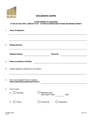 Children's Camp Application Form