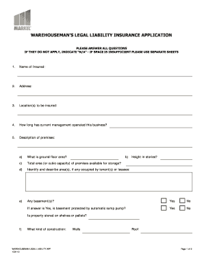 Warehouseman's Legal Liability Insurance Application