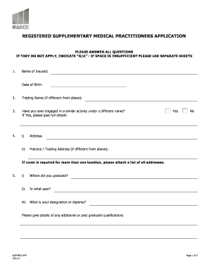Supplementary Medical Practitioners Application