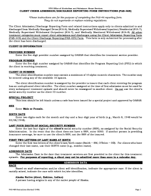 Client Crisis Admission/Discharge Reporting Form