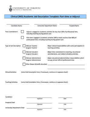 Clinical MD Academic Job Description Template Part-time - lmp utoronto