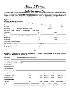 Wedding Announcement Form